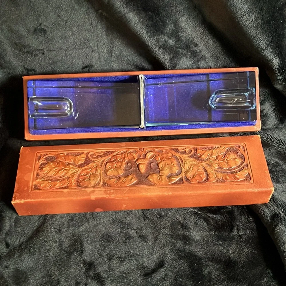 Vintage Modern Crystal Candle Stick Holders With Storage Box